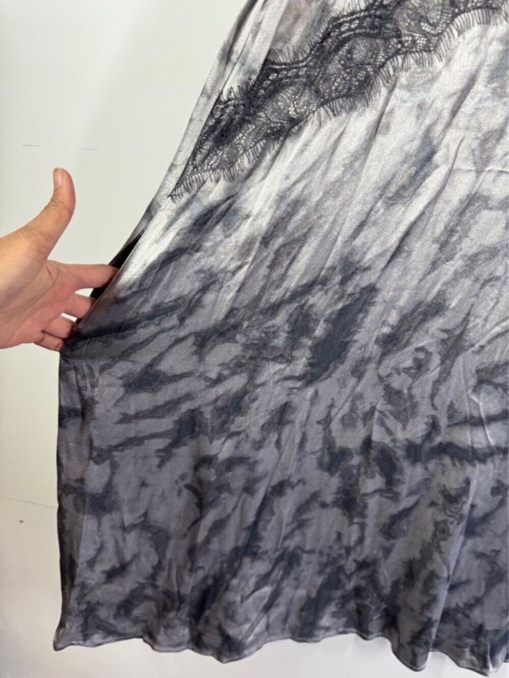 Culture Tie Dye Lace Dress Grey Black Medium Boho Chic Flowy Romantic Elegant - Picture 5 of 13
